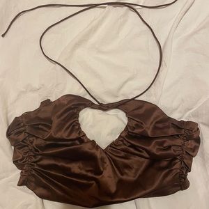 Heart shaped keyhole brown crop top